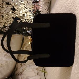 Little velvet black Hilliard &  Hanson evening bag with crystals